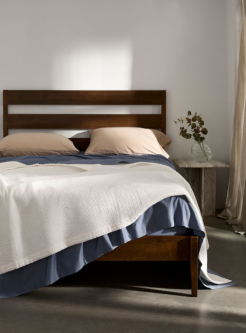 Walnut Platform Bed Frame Queen Size