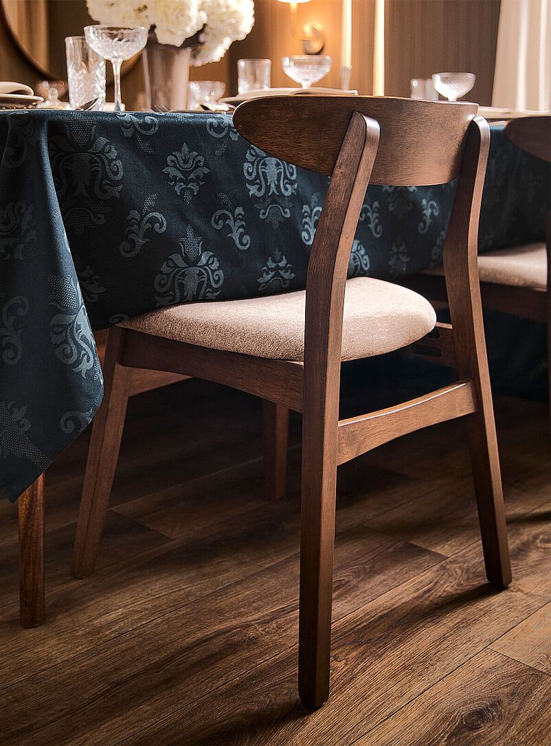 Walnut finish curved backrest chairs Set of 2 product image 3