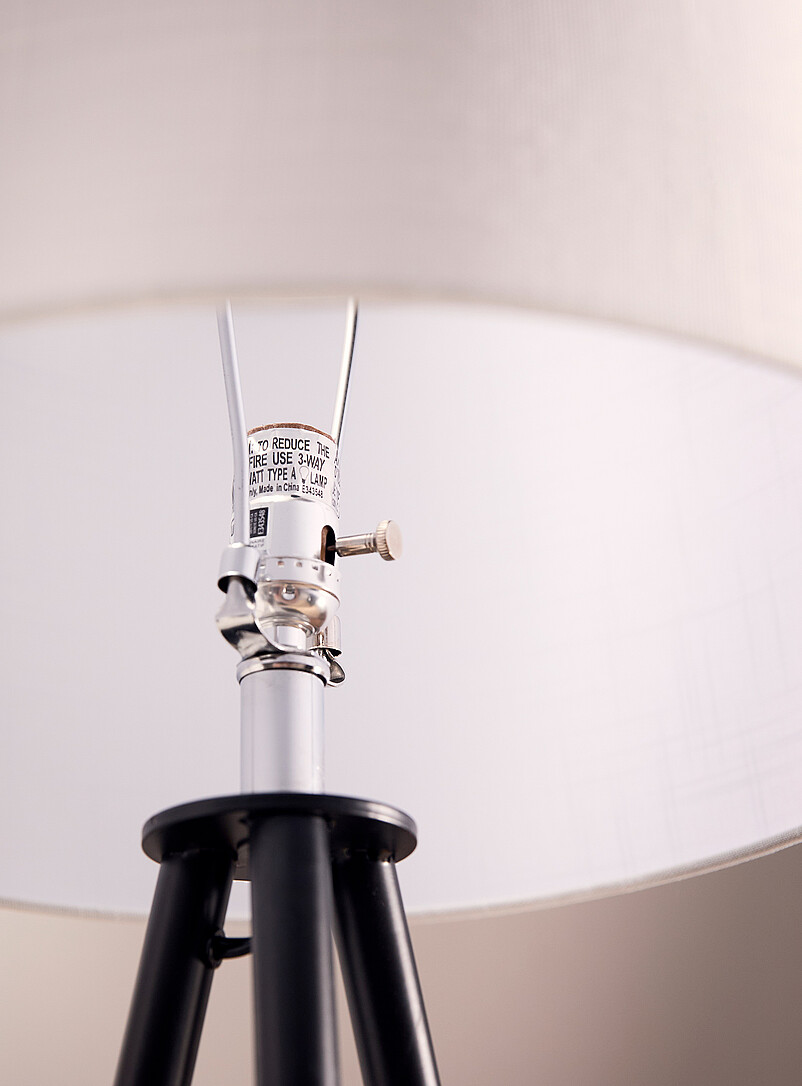 Linen lampshade metal tripod lamp product image 3