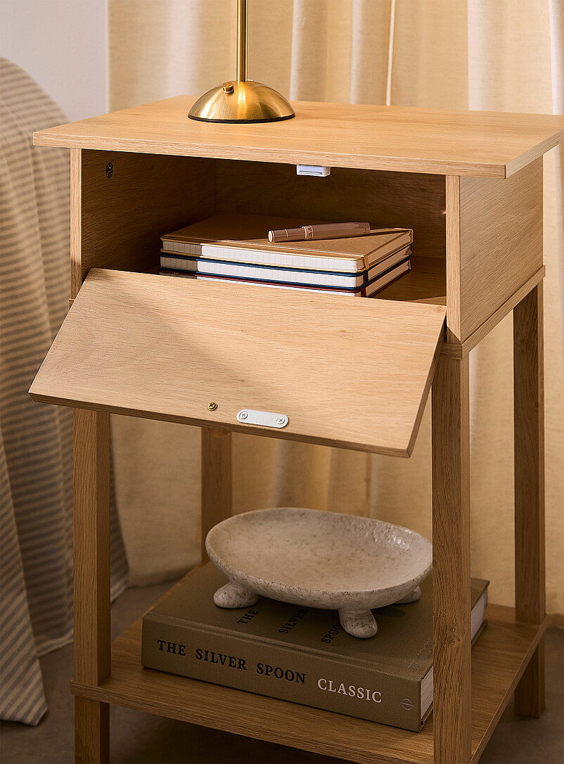 Natural rattan accent laminate finish accent table product image 2