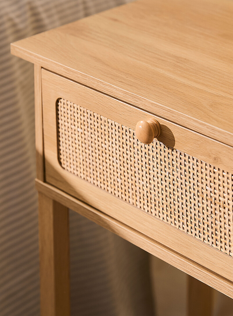 Natural rattan accent laminate finish accent table product image 3