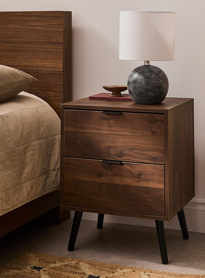 Two-Drawer Walnut Laminate Accent Table