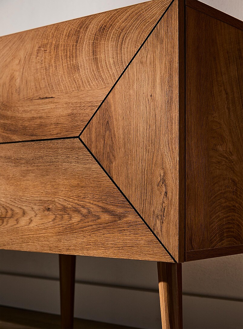 Sleek light walnut laminated TV unit 72" product image 3
