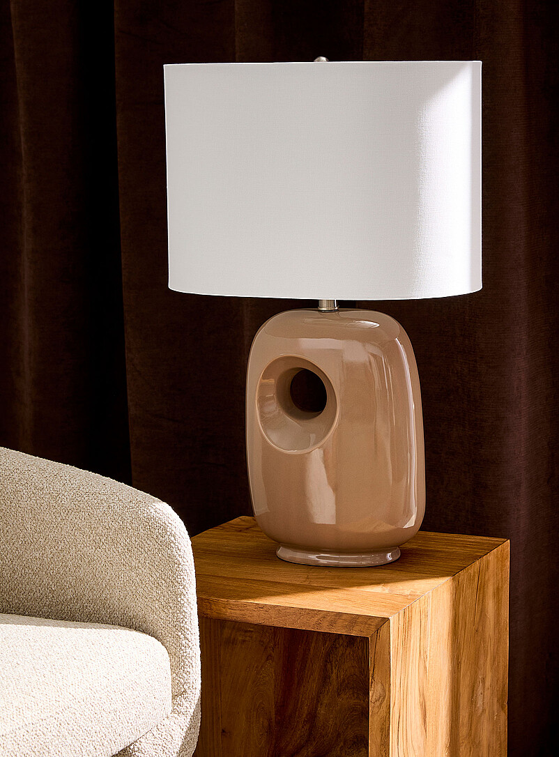 Openwork ceramic base table lamp product image (primary)