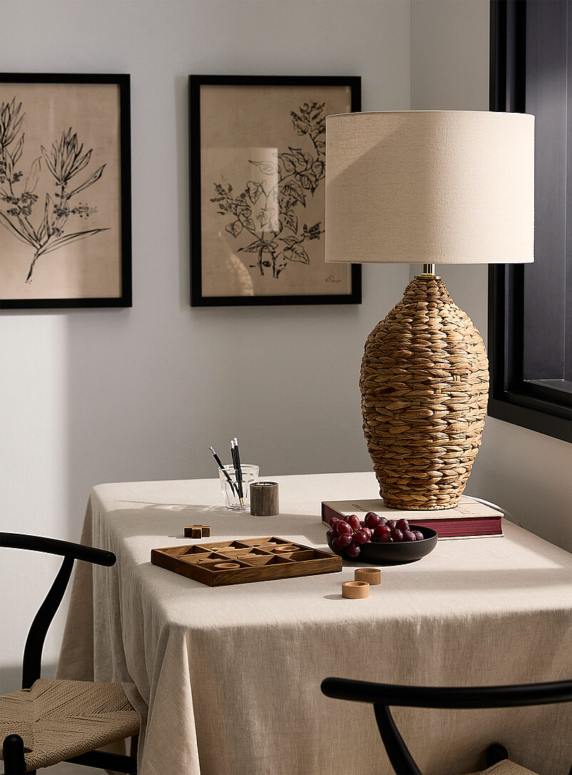 Natural rattan base table lamp product image (primary)