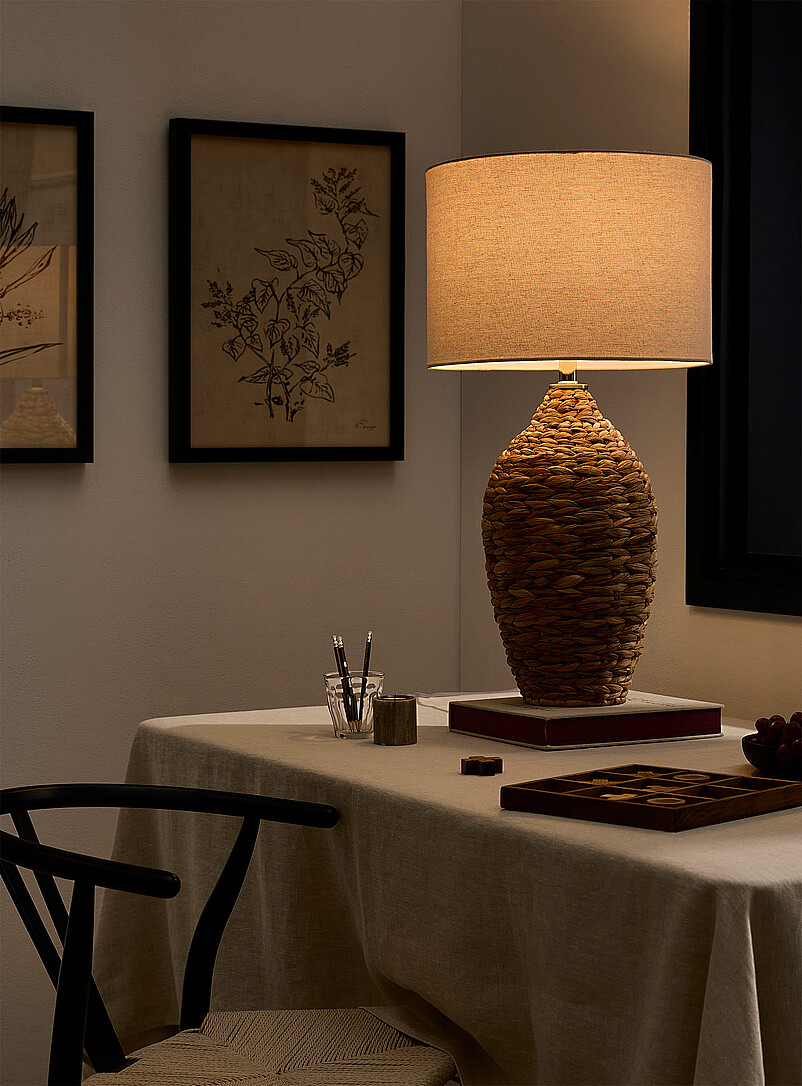 Natural rattan base table lamp product image 2