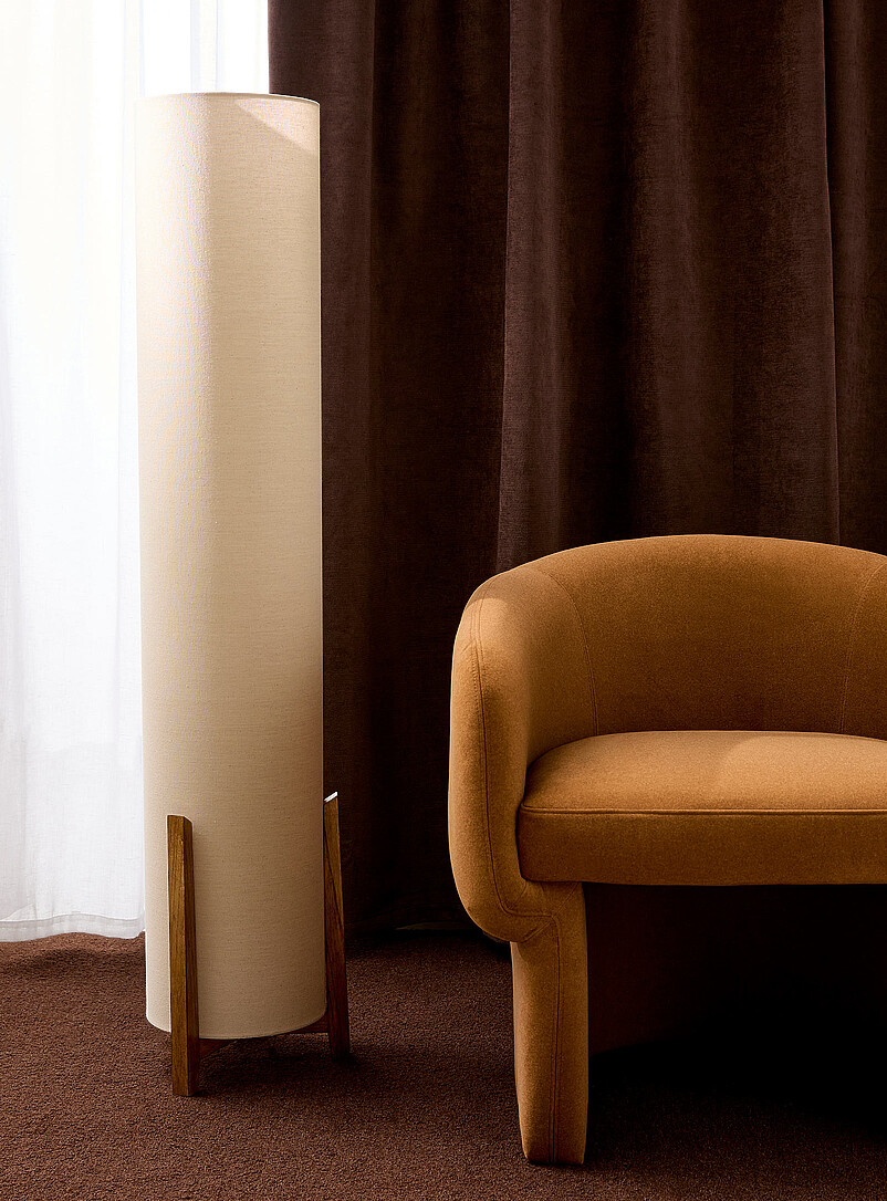 Wooden base cylindrical floor lamp product image (primary)
