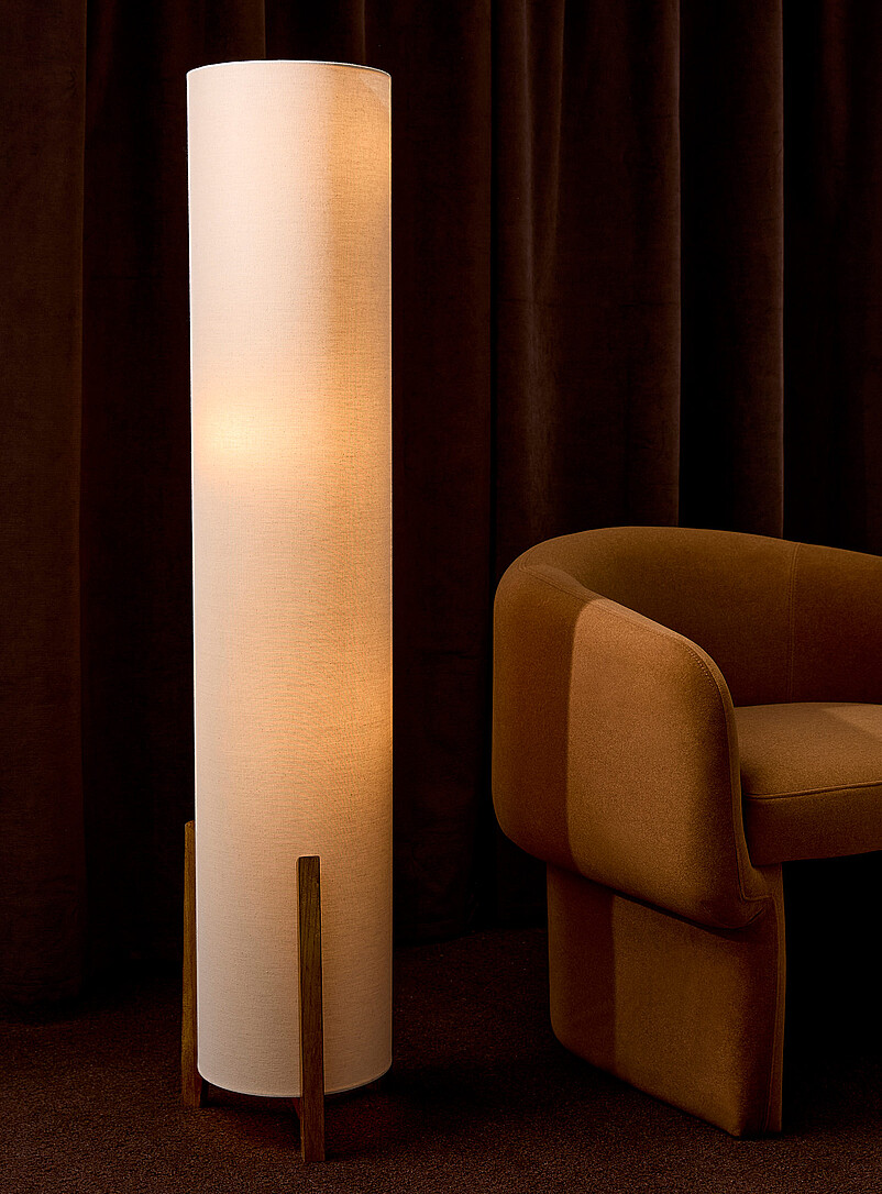 Wooden base cylindrical floor lamp product image 2