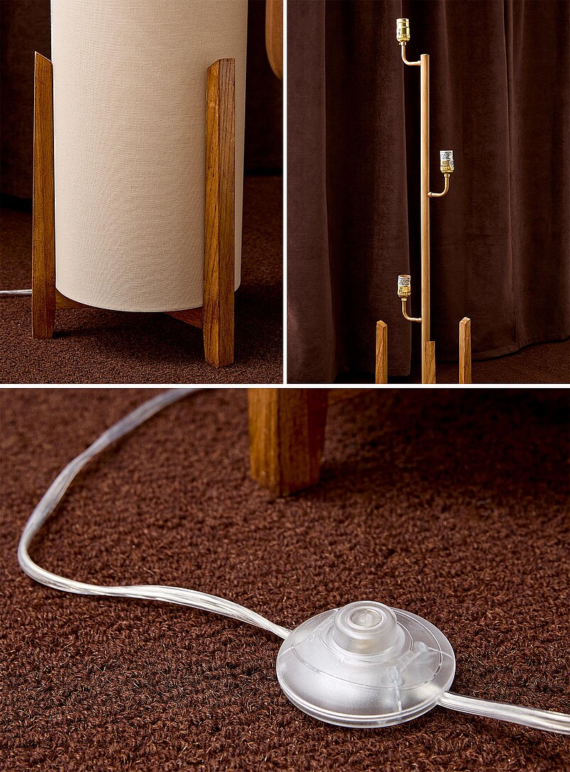 Wooden base cylindrical floor lamp product image 3