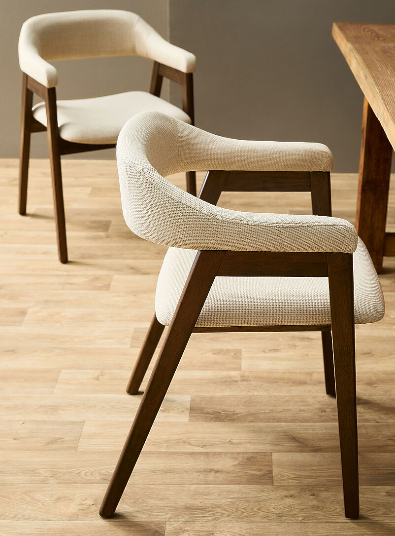 Fabric and wood minimalist chairs Set of 2 product image (primary)