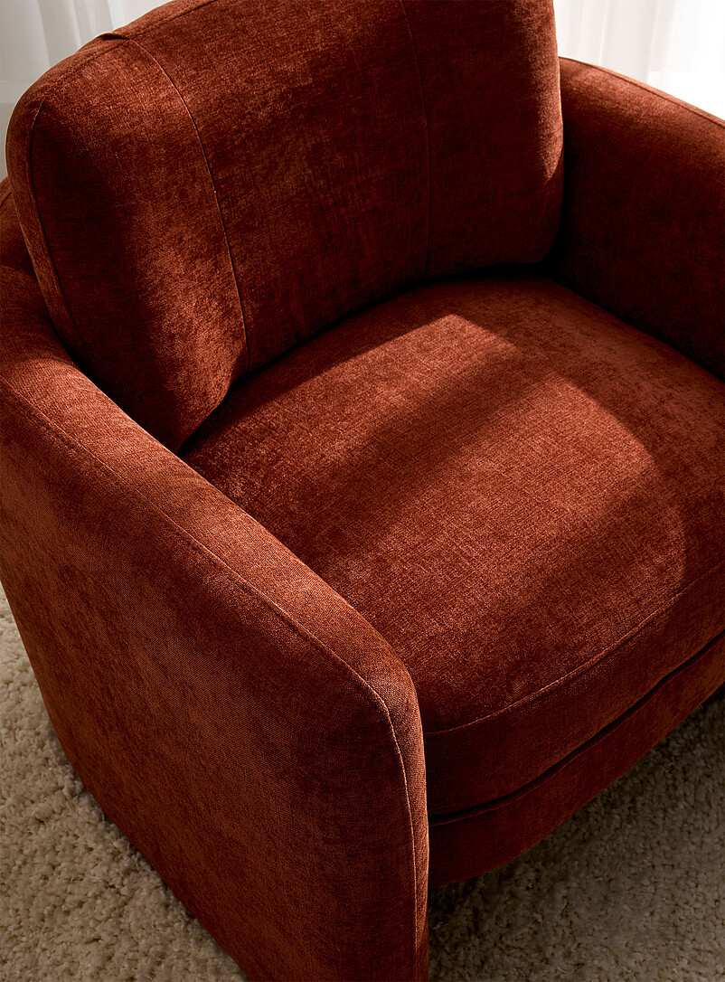 Rust brown curved backrest armchair product image 2