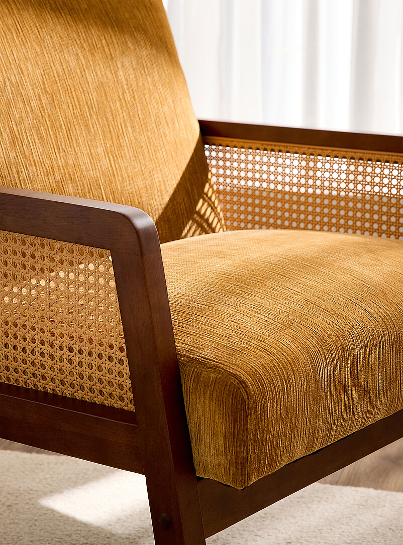 Golden yellow rattan accent armchair product image 2