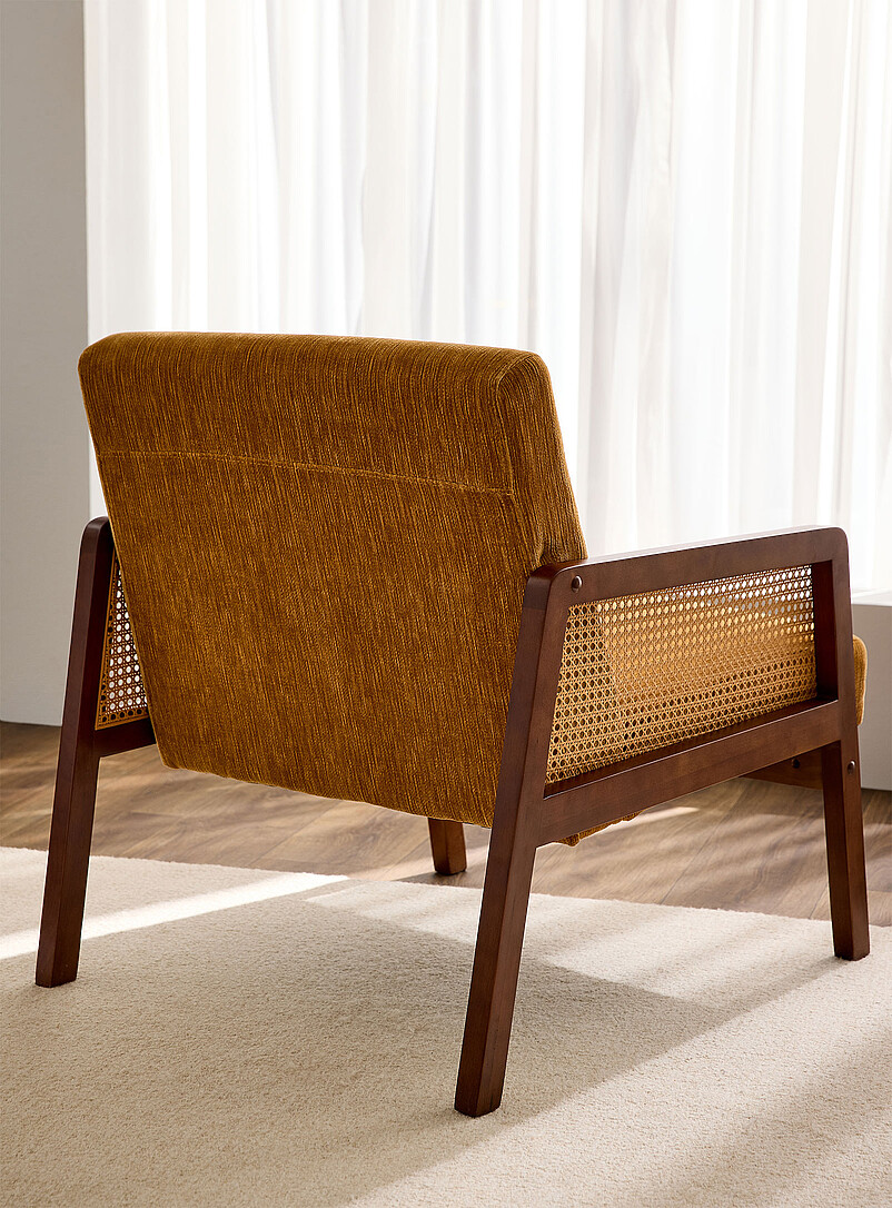 Golden yellow rattan accent armchair product image 3