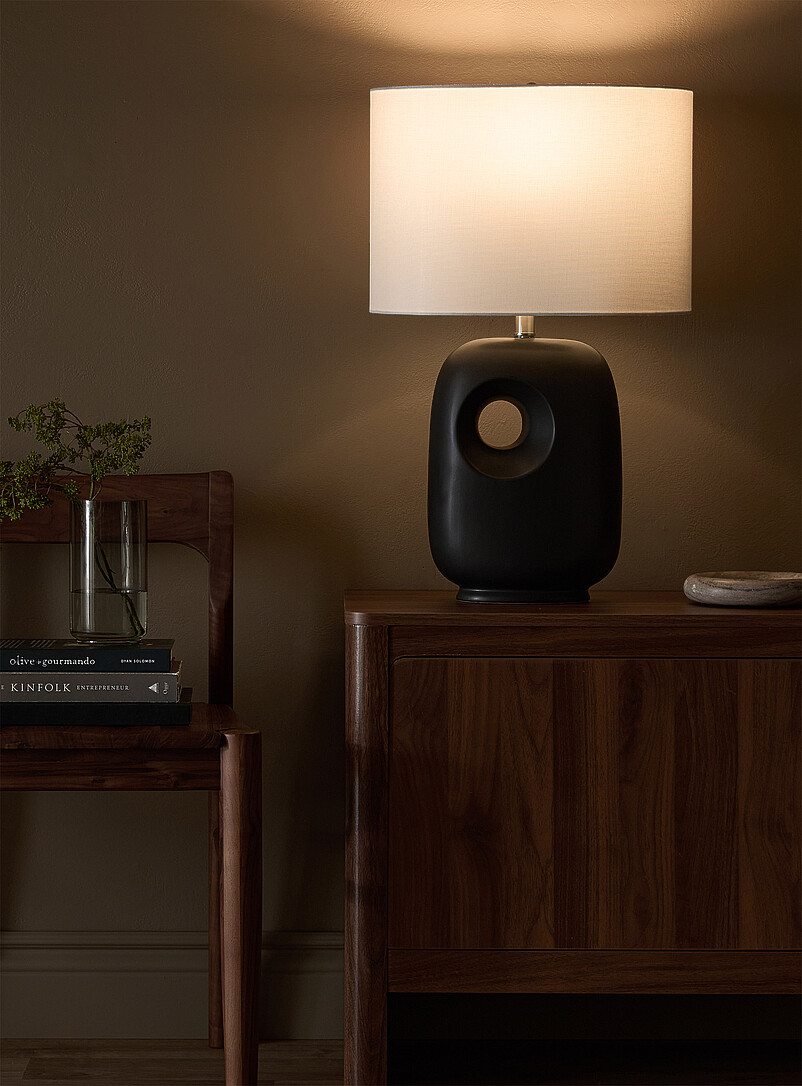 Openwork matte ceramic base table lamp product image (primary)