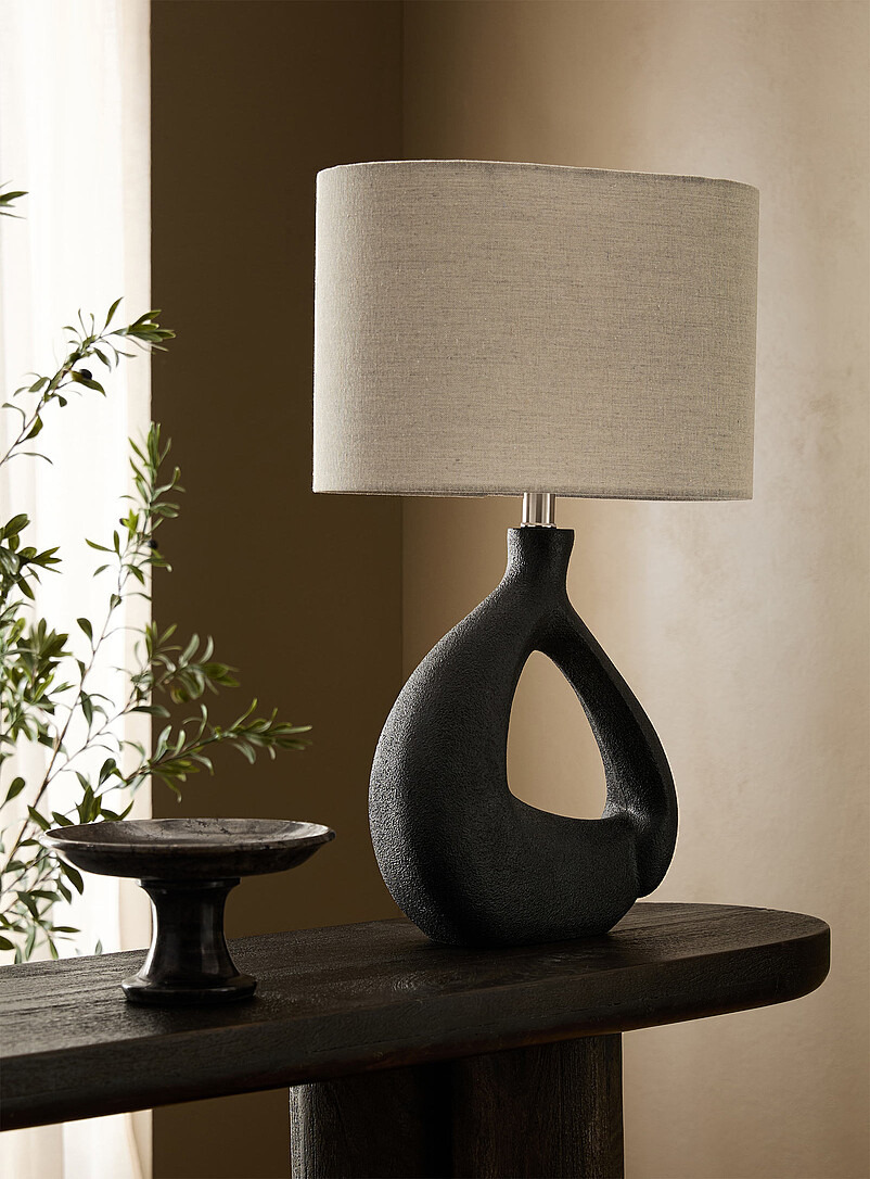 Openwork resin base table lamp product image (primary)