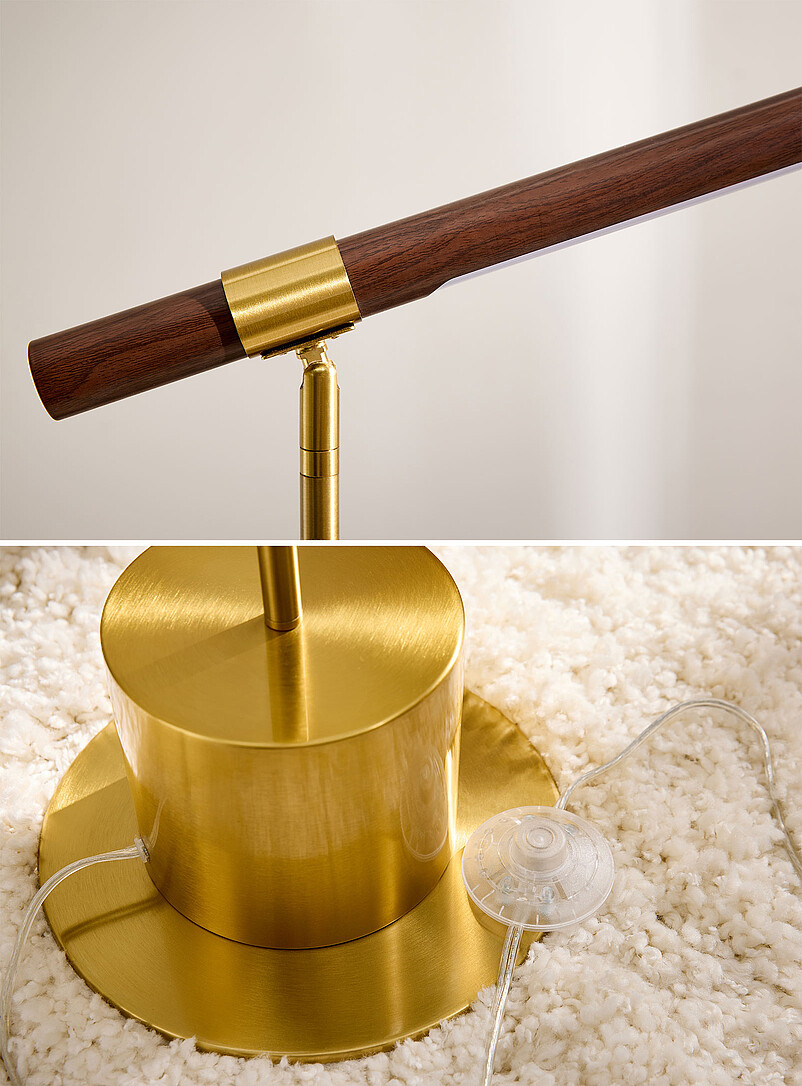 Golden faux-wood floor lamp product image 3