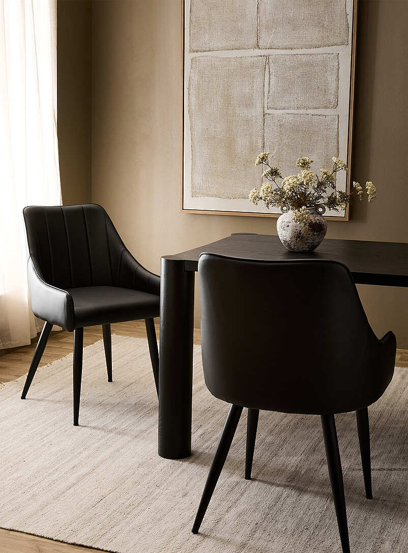Black faux-leather dining chairs Set of 2 product image (primary)
