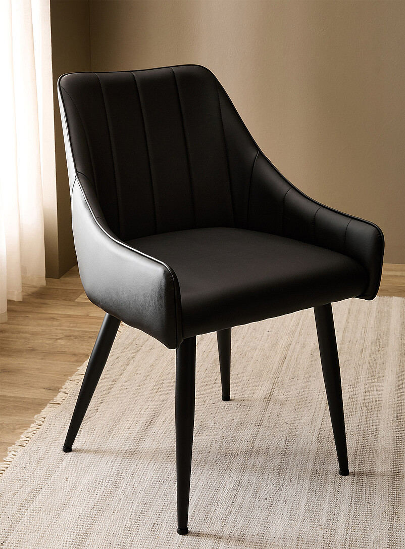 Black faux-leather dining chairs Set of 2 product image 2