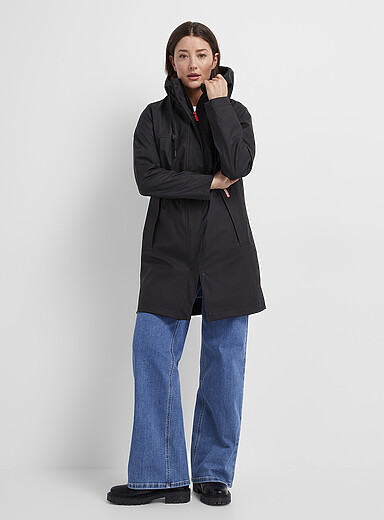 Hunter Black Lightweight medium-length raincoat for women