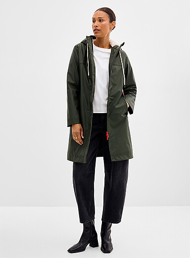 Hunter: L'imperm&eacute;able mi-long en caoutchouc  Cindy Kaki - Sauge - Olive pour femme
