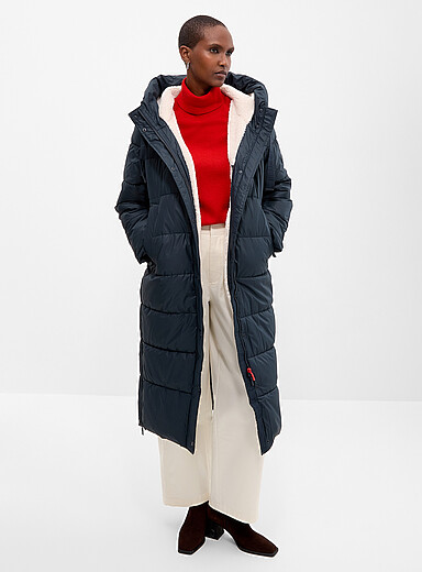 Hunter Navy/Midnight Blue Elena mid-length quilted coat for women