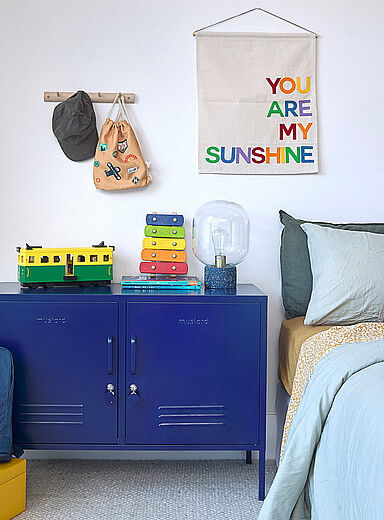 The Lowdown metallic storage cabinet