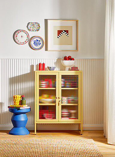 Mustard: Le buffet m&eacute;tallique portes verre The Mixer Ardoise