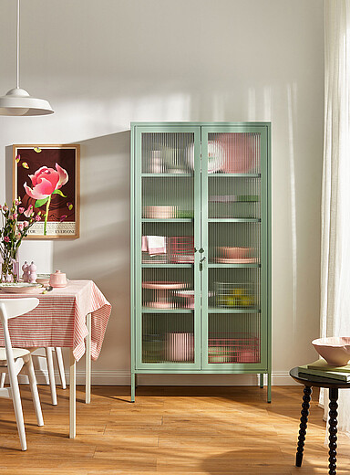 The Collector glass door standing metallic cabinet