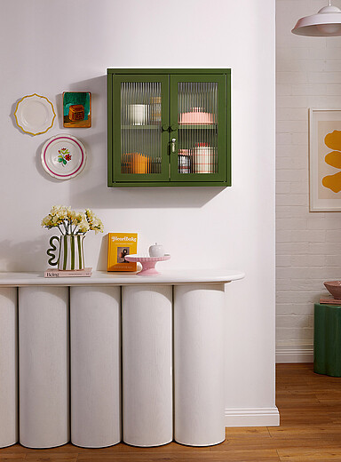 Mustard: L'armoire murale m&eacute;tallique portes verre The Kit Coquelicot