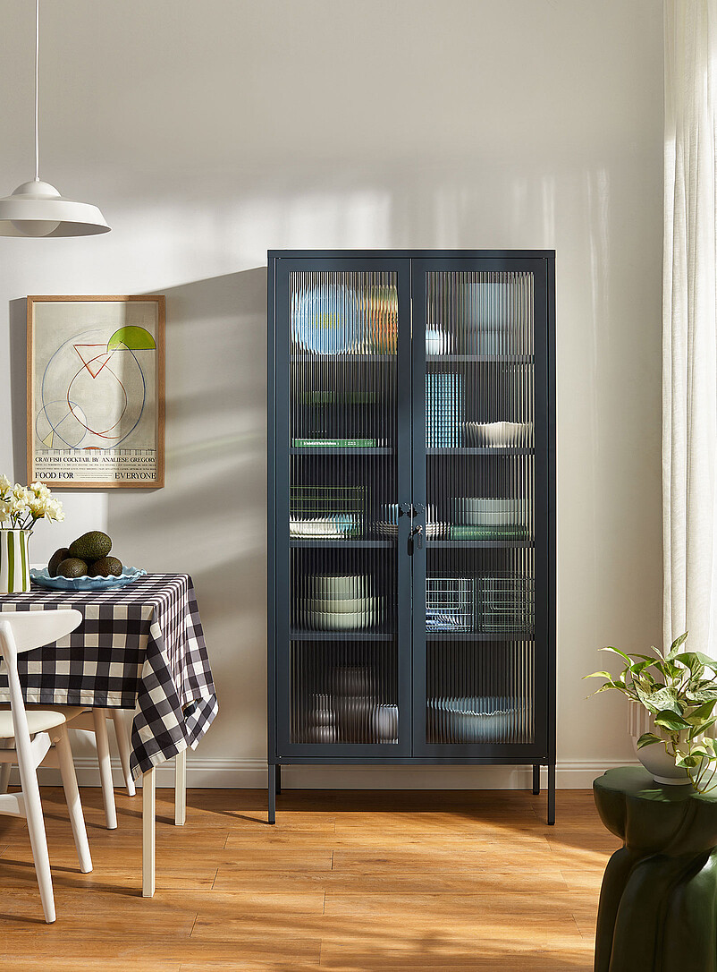 The Collector Glass Door Standing Metallic Cabinet
