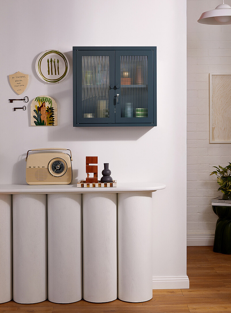 The Kit Glass Door Metallic Wall Cabinet