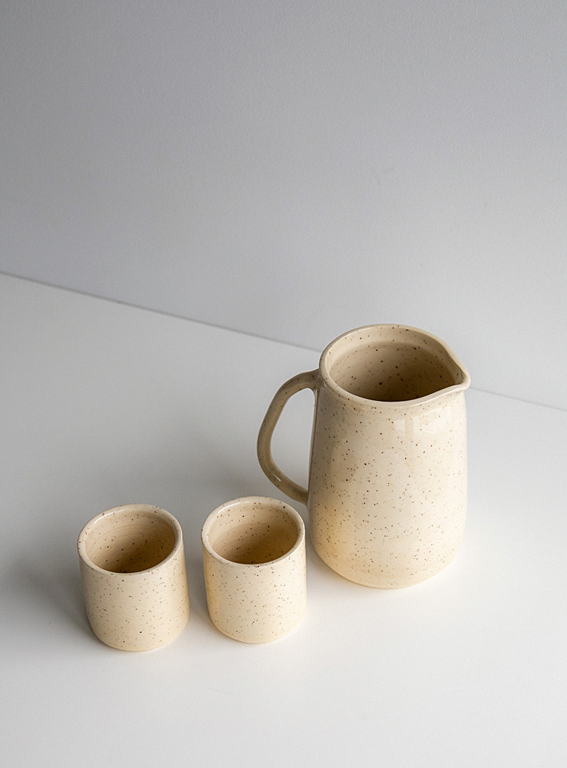 FACE Ivory/Cream Beige Ceramic pitcher and tumbler set 3 pieces