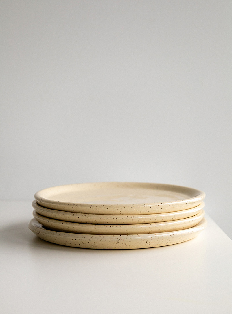FACE: Les assiettes minimalistes en céramique Ensemble de 4 Ivoire - Beige crème