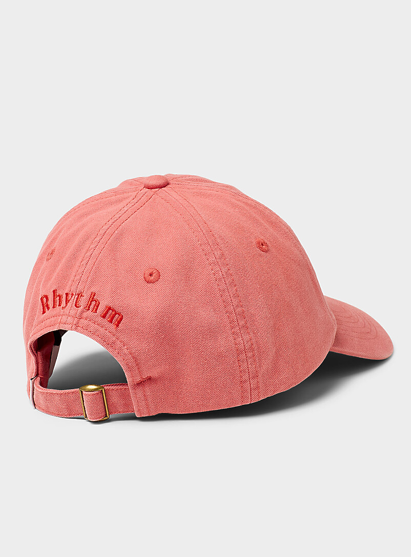 Rhythm: La casquette baseball d&eacute;lav&eacute;e fleur brod&eacute;e Orange corail pour femme