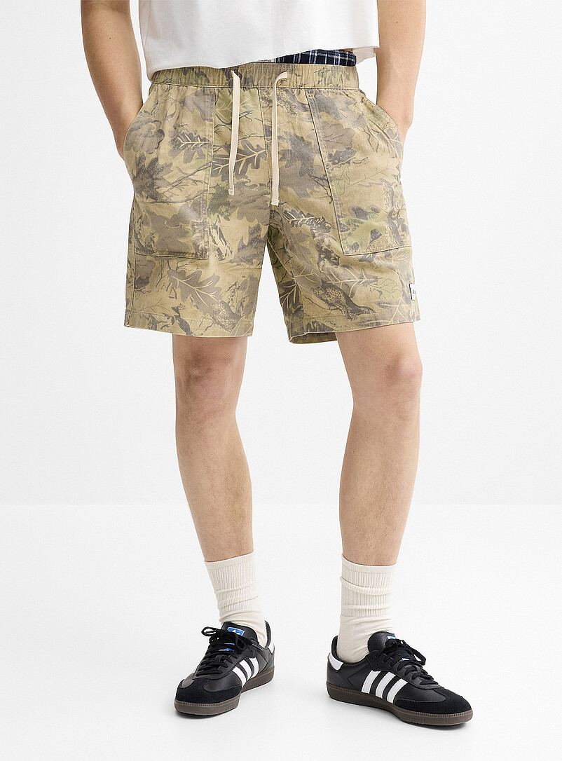 Rhythm Patterned Ecru Faded forest camo short for men