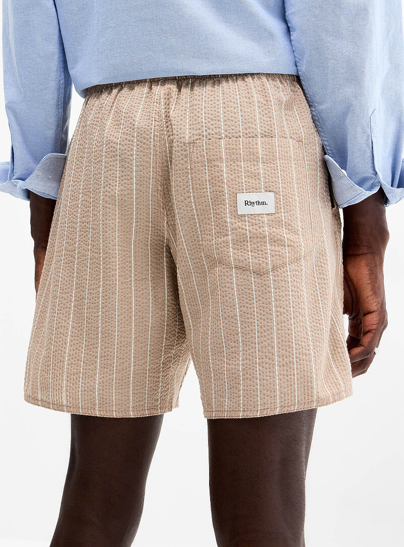 Rhythm Patterned Brown Striped seersucker Jam short for men