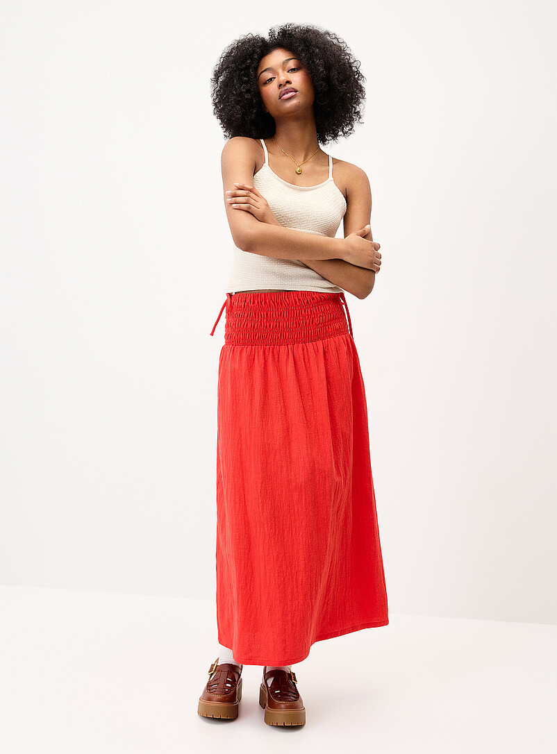 Side Bows Cotton Maxi Skirt