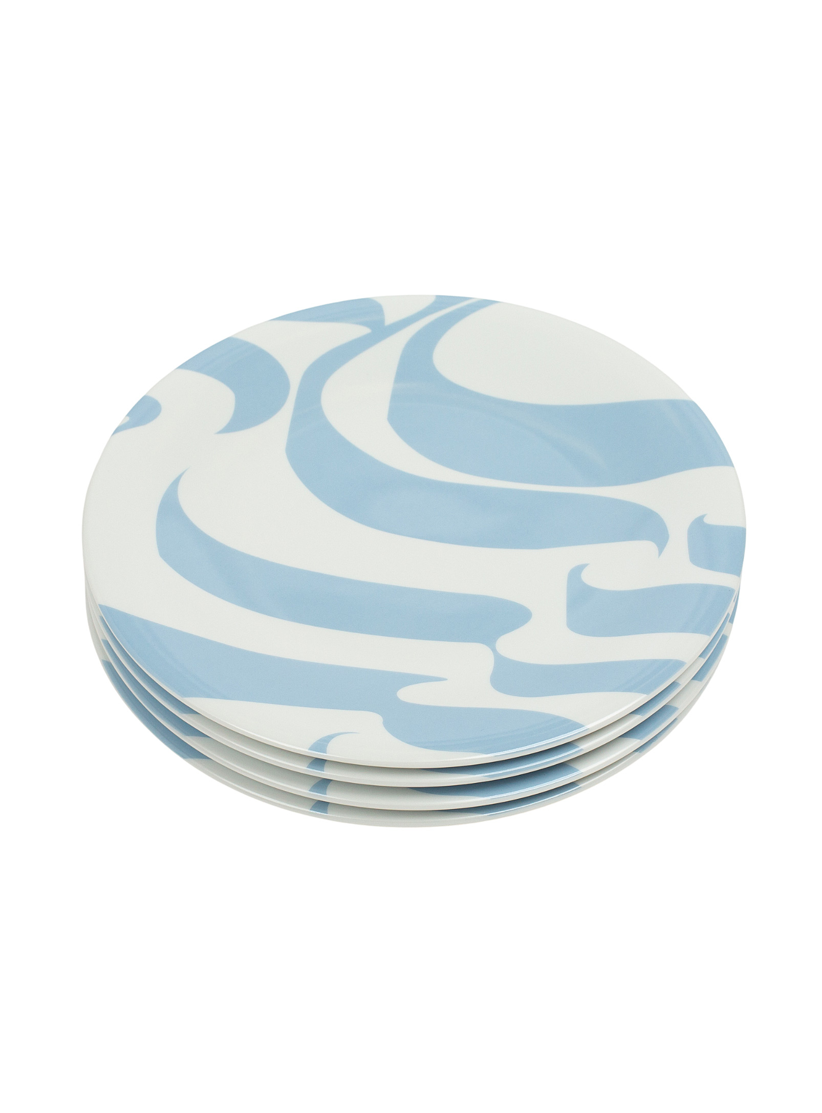 Misette Powdery Waves Salad Plates Set Of 4 In Baby Blue