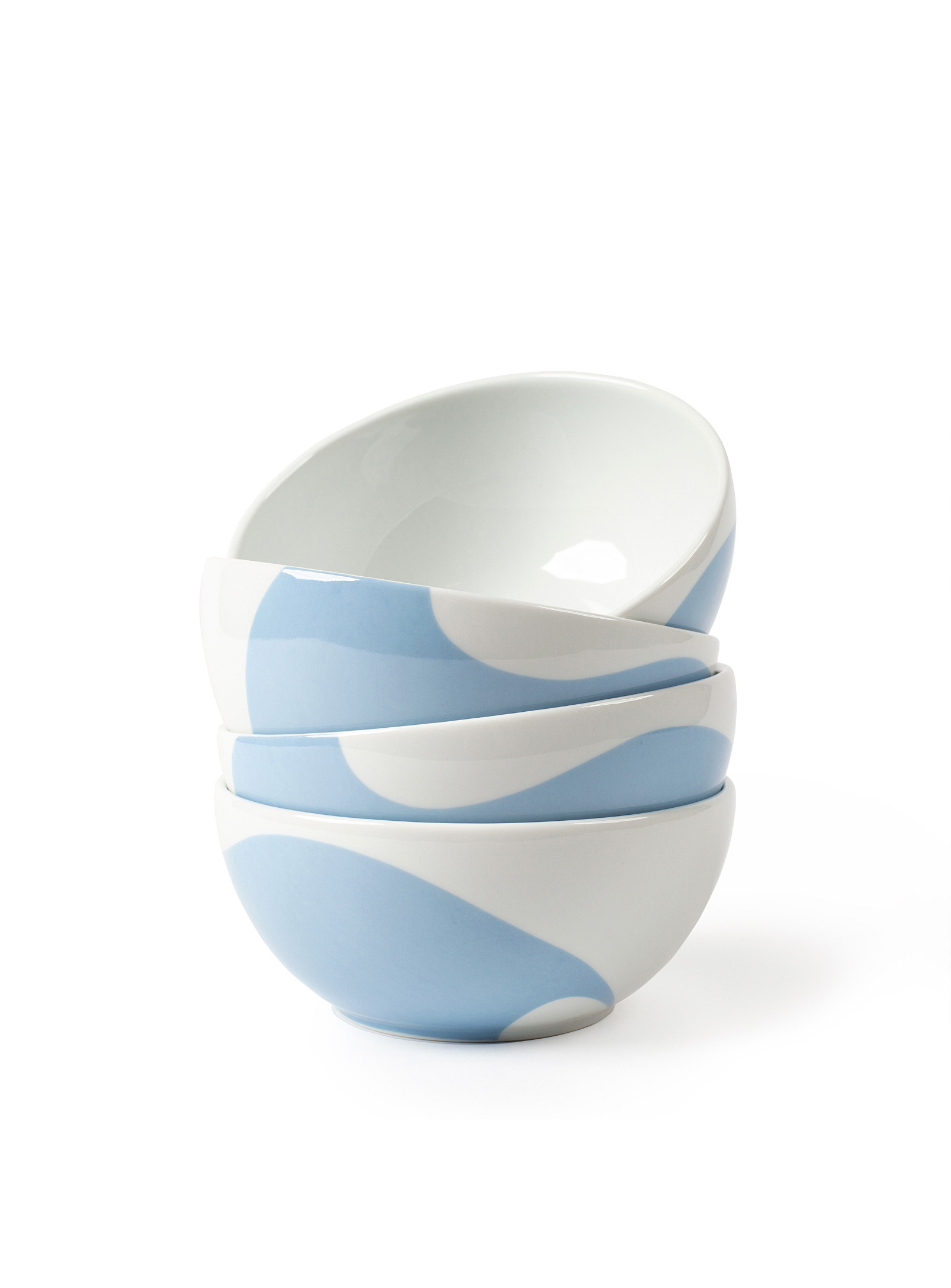 Misette Bluish Wave Bowls Set Of 4 In Baby Blue