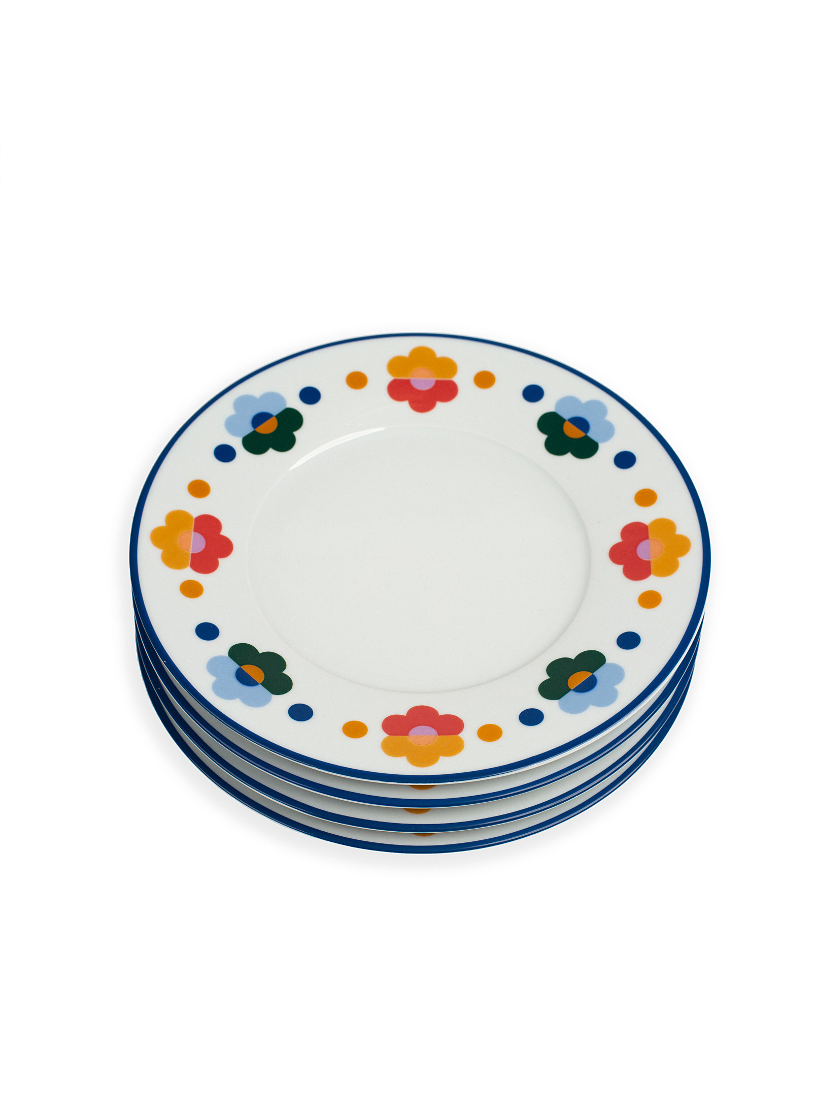 Misette Retro Flowers Salad Plates Set Of 4 In Assorted