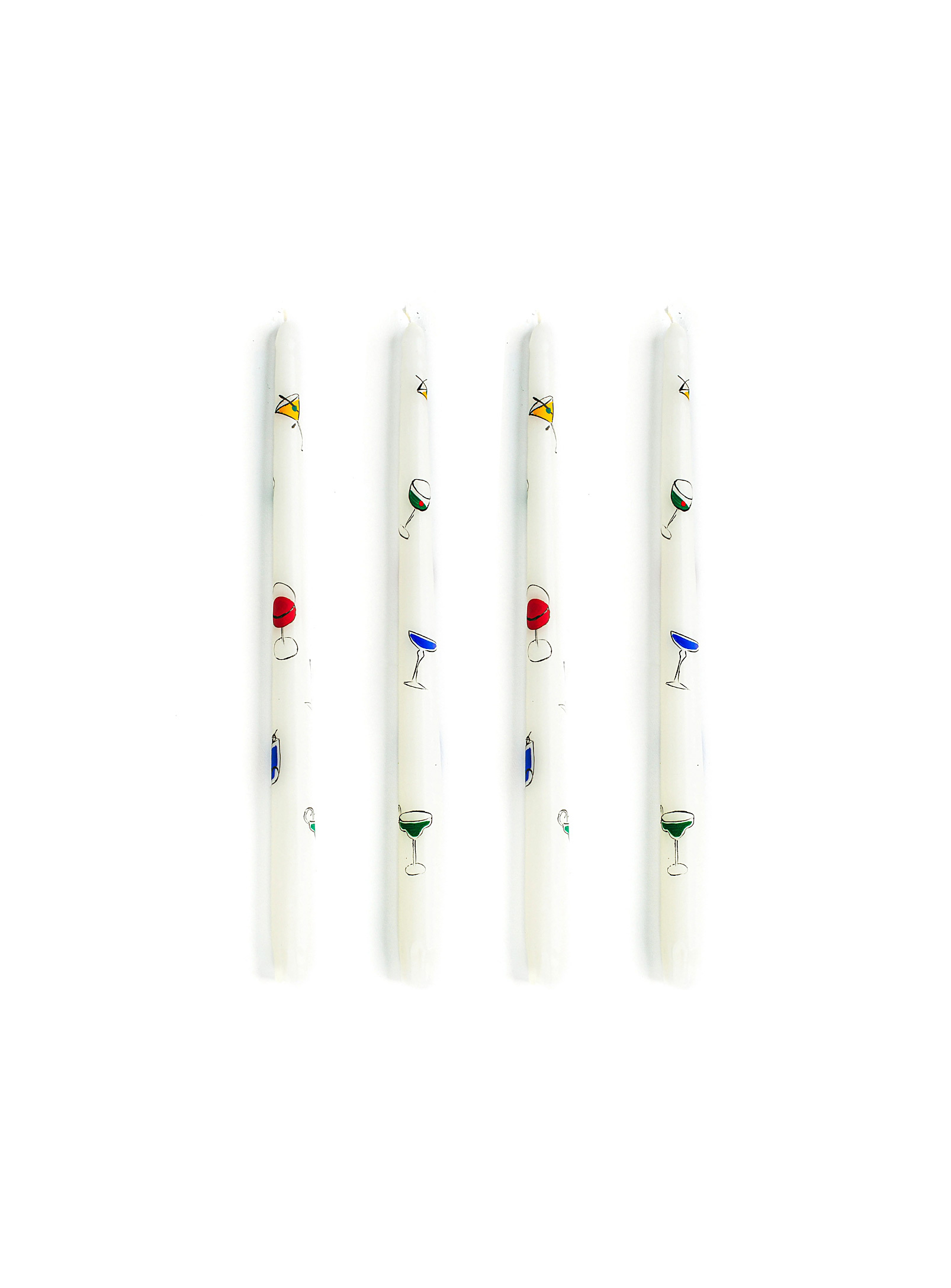 Misette Festive Pattern Candles Set Of 4 In Multi