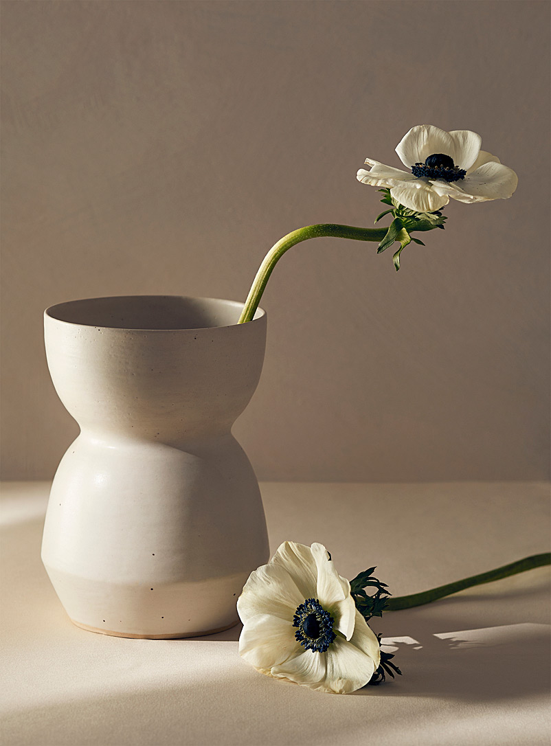 Ceramics by LJM White No. 03 stoneware vase 6" tall