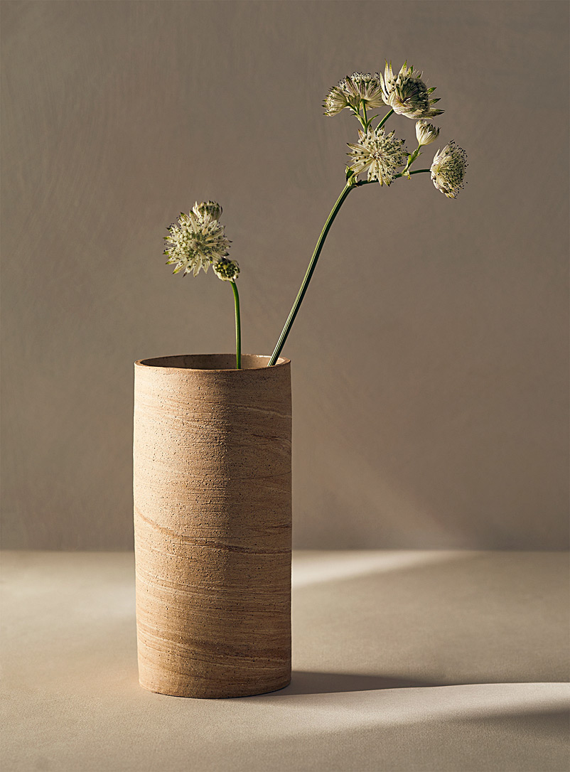 Ceramics by LJM: Le vase cylindrique en grès no 11 15,25 cm de hauteur Ivoire - Beige crème