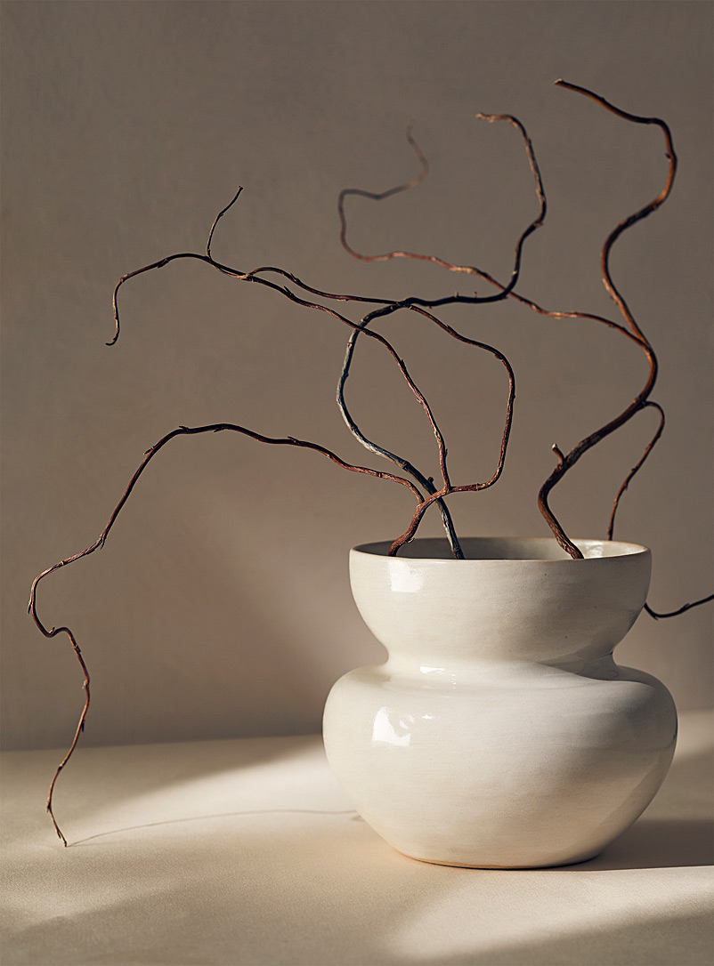 Ceramics by LJM White No. 13 rounded stoneware vase 5" tall