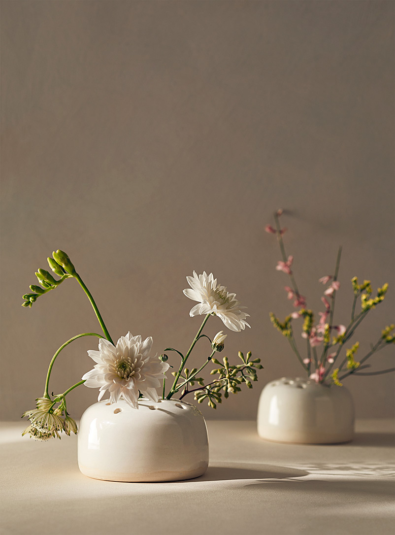 Ceramics by LJM White Small stoneware flower holder
