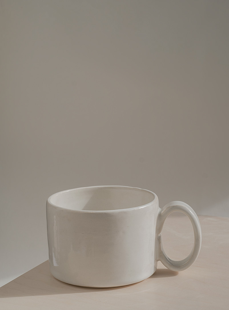 Ceramics by LJM White Minimalist glossy stoneware mug