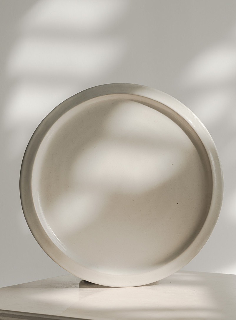 Ceramics by LJM White Angled perimeter glossy stoneware plate
