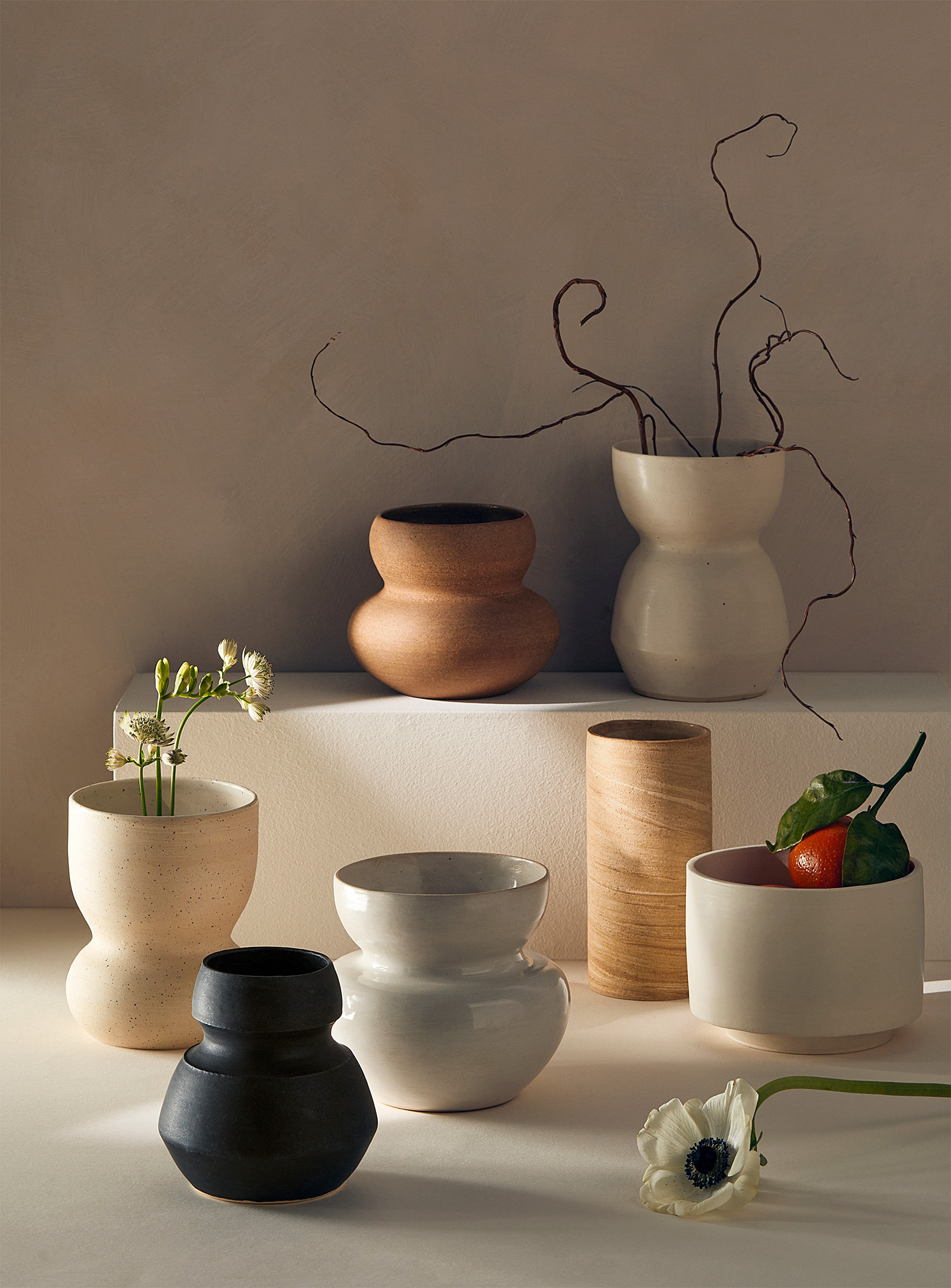 Ceramics by LJM - La jardinière minimaliste en grès sur soucoupe invisible 4 po à l'ouverture