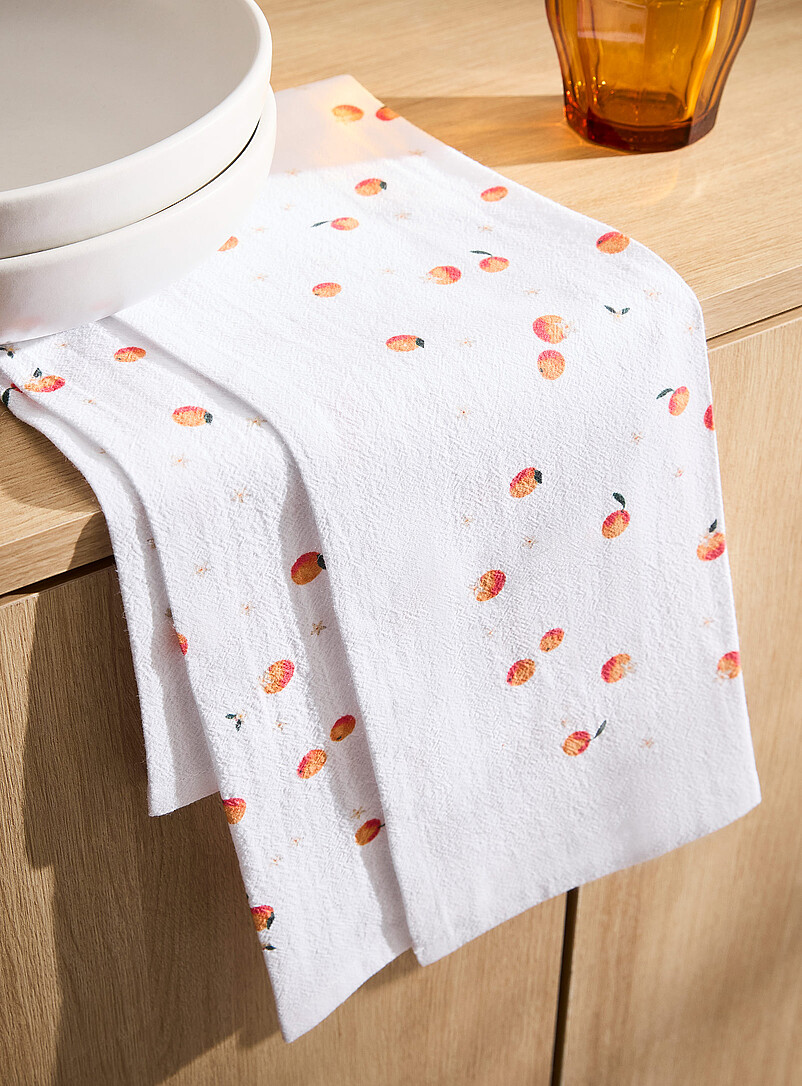 Simons Maison Patterned White Summer patterned tea towel
