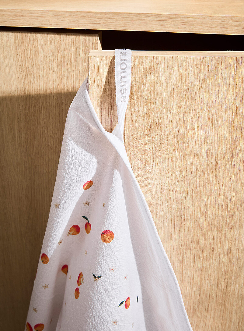 Simons Maison Patterned White Summer patterned tea towel